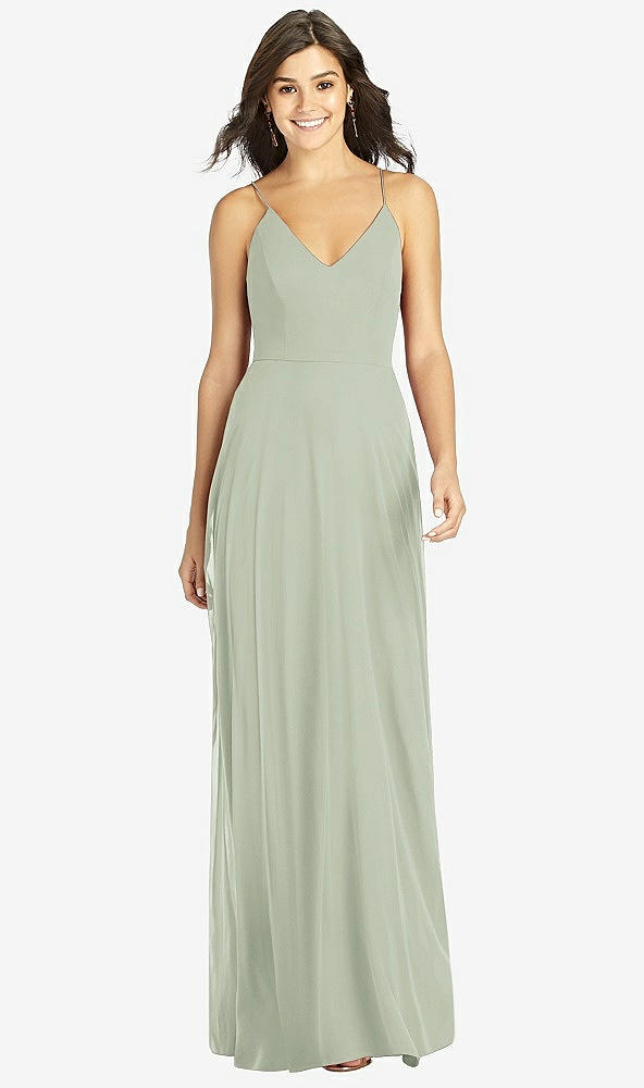 Front View - Celadon Criss Cross Back A-Line Maxi Dress