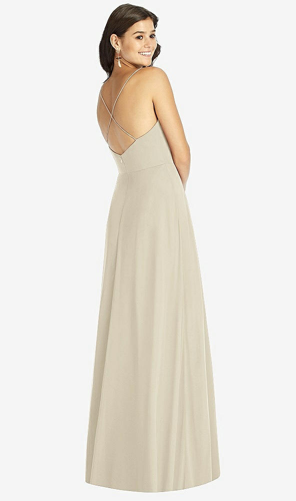 Back View - Champagne Criss Cross Back A-Line Maxi Dress