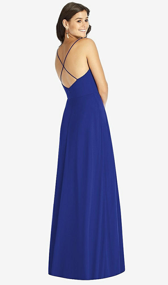 Back View - Cobalt Blue Criss Cross Back A-Line Maxi Dress