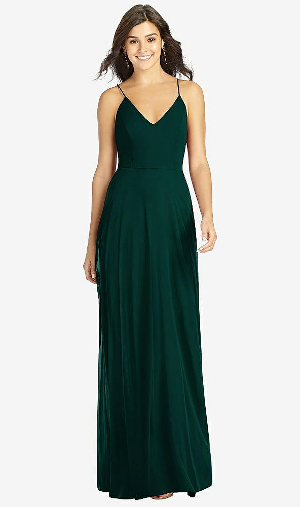 Front View - Evergreen Criss Cross Back A-Line Maxi Dress