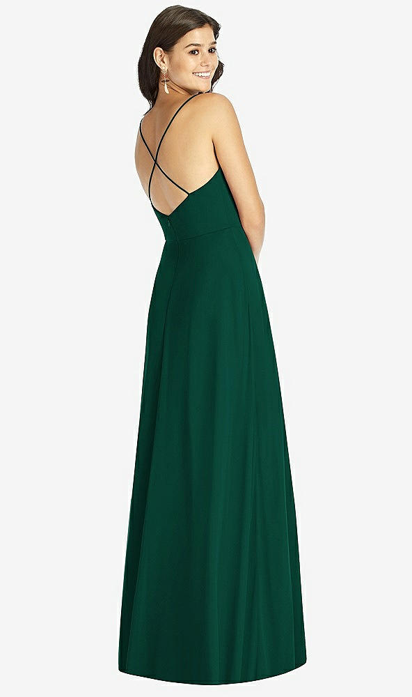 Back View - Hunter Green Criss Cross Back A-Line Maxi Dress