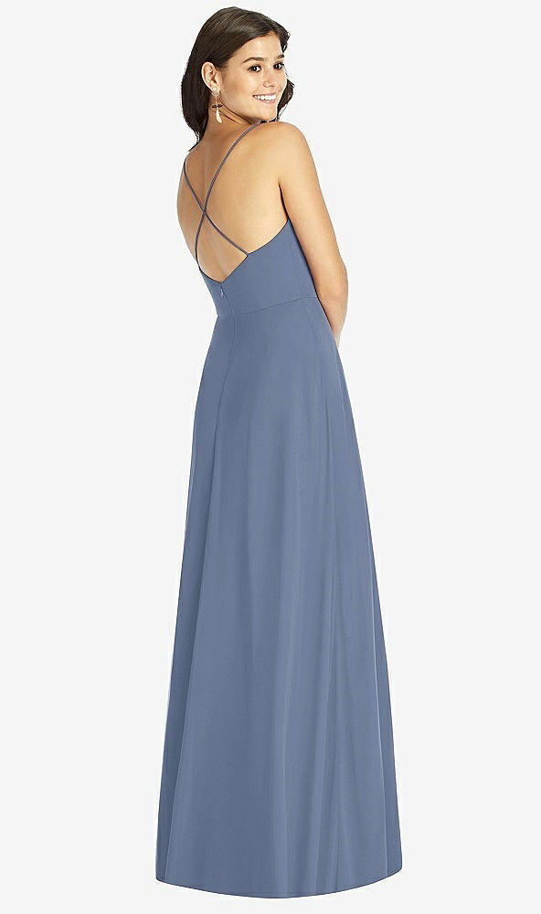 Back View - Larkspur Blue Criss Cross Back A-Line Maxi Dress