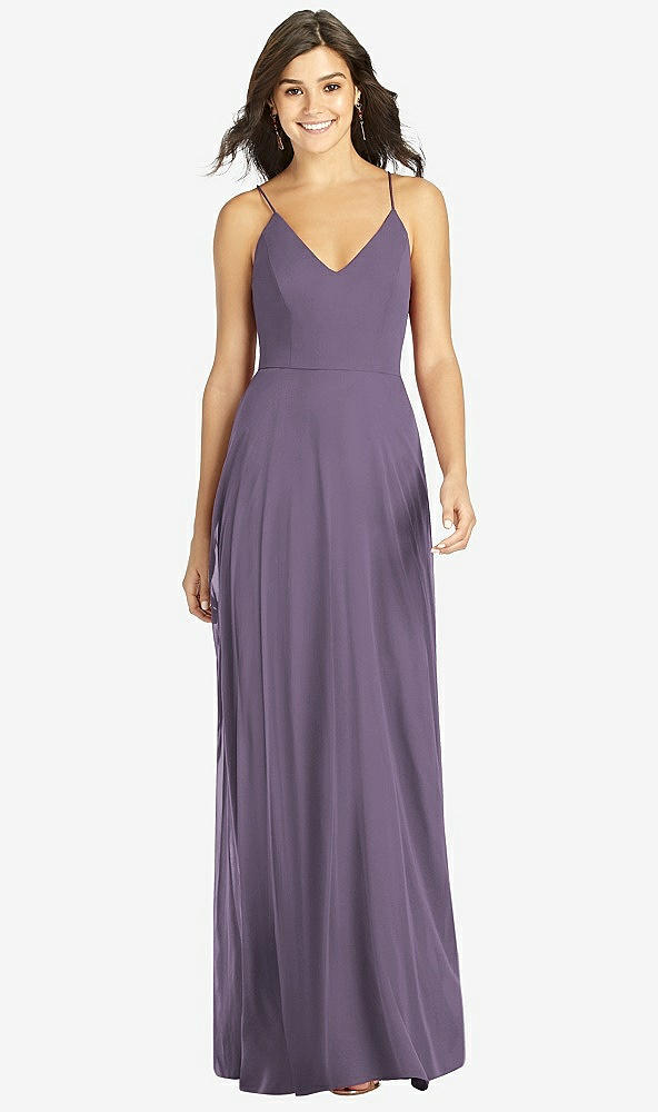 Front View - Lavender Criss Cross Back A-Line Maxi Dress