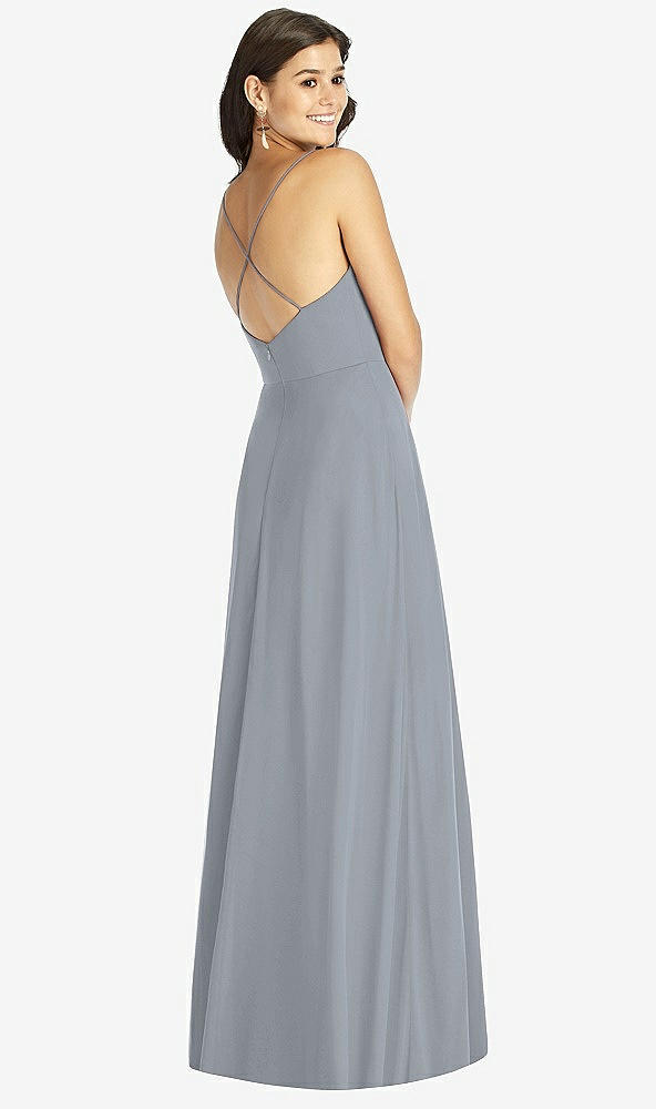 Back View - Platinum Criss Cross Back A-Line Maxi Dress