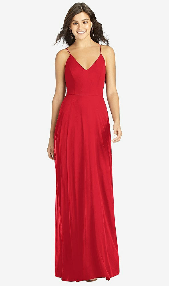 Front View - Parisian Red Criss Cross Back A-Line Maxi Dress