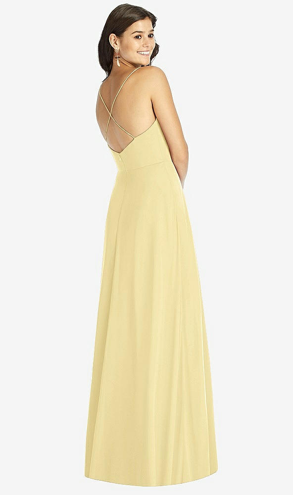 Back View - Pale Yellow Criss Cross Back A-Line Maxi Dress