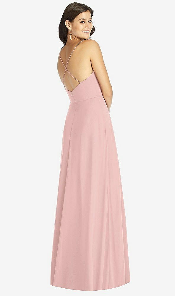 Back View - Rose - PANTONE Rose Quartz Criss Cross Back A-Line Maxi Dress