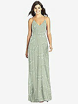 Front View Thumbnail - Vintage Primrose Sage Criss Cross Back A-Line Maxi Dress