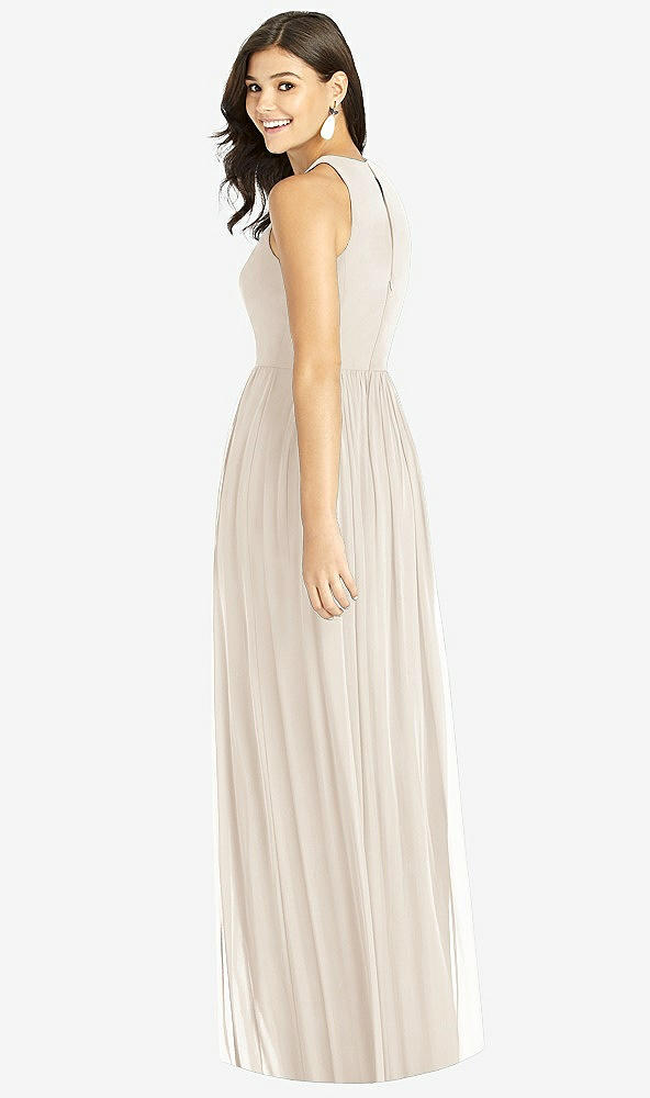 Back View - Oat Shirred Skirt Jewel Neck Halter Dress with Front Slit