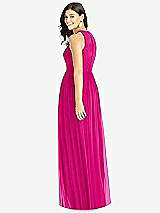 Rear View Thumbnail - Think Pink Shirred Skirt Jewel Neck Halter Dress with Front Slit