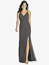 Front View Thumbnail - Caviar Gray Criss Cross Back Mermaid Wrap Dress