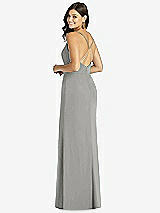 Rear View Thumbnail - Chelsea Gray Criss Cross Back Mermaid Wrap Dress