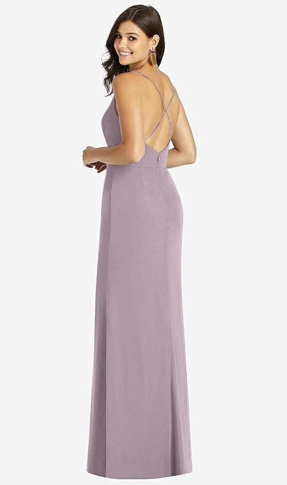 Back View - Lilac Dusk Criss Cross Back Mermaid Wrap Dress