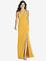 Front View Thumbnail - NYC Yellow Criss Cross Back Mermaid Wrap Dress