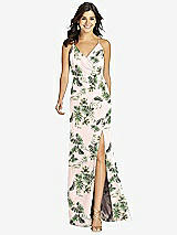 Front View Thumbnail - Palm Beach Print Criss Cross Back Mermaid Wrap Dress