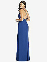 Rear View Thumbnail - Classic Blue Criss Cross Back Mermaid Wrap Dress