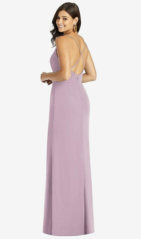 Back View - Suede Rose Criss Cross Back Mermaid Wrap Dress