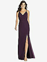 Front View Thumbnail - Aubergine Criss Cross Back Mermaid Wrap Dress