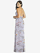 Rear View Thumbnail - Butterfly Botanica Silver Dove Criss Cross Back Mermaid Wrap Dress