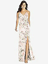 Front View Thumbnail - Blush Garden Criss Cross Back Mermaid Wrap Dress