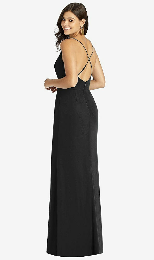 Back View - Black Criss Cross Back Mermaid Wrap Dress