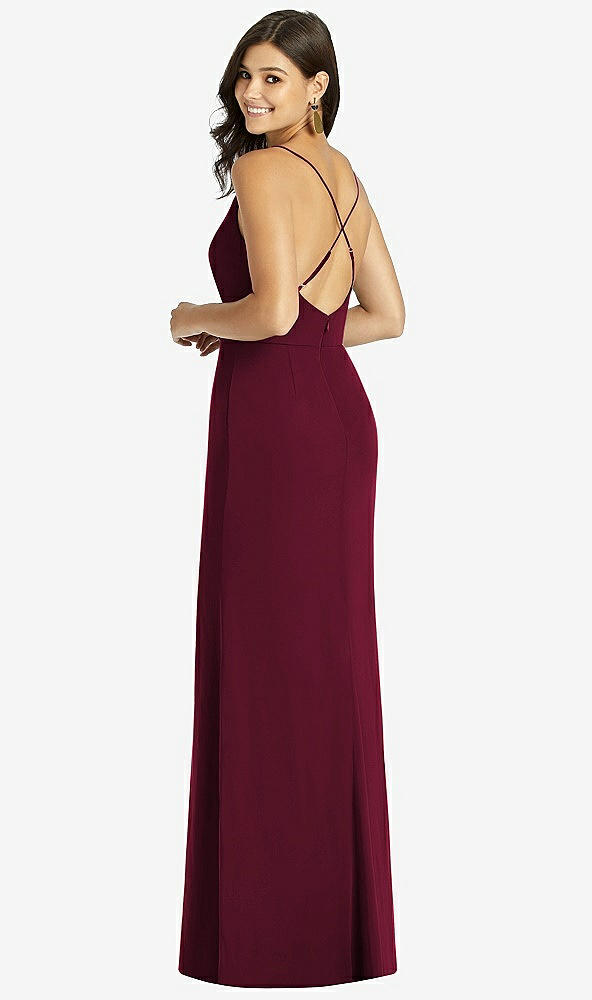 Back View - Cabernet Criss Cross Back Mermaid Wrap Dress