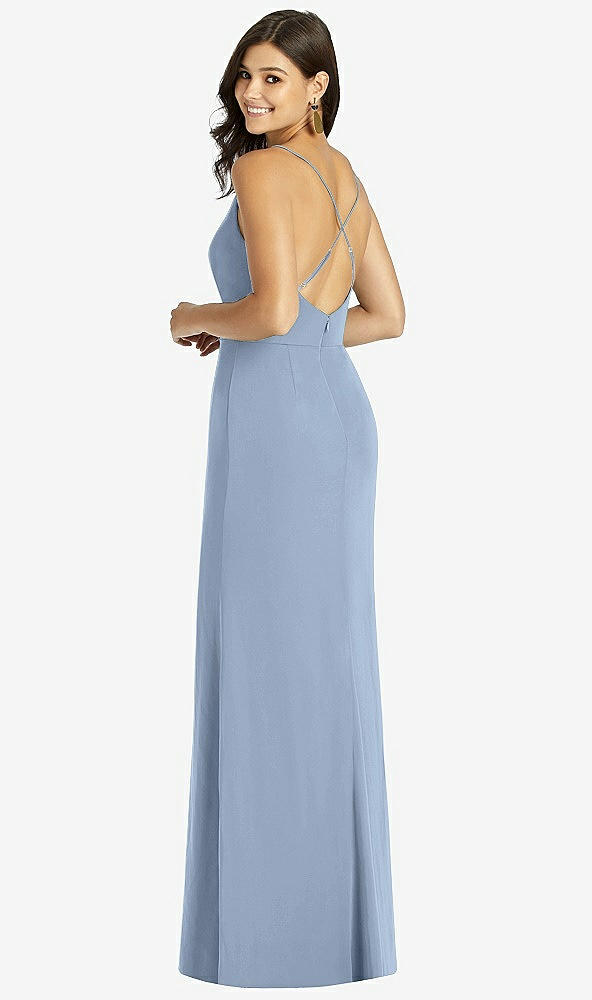 Back View - Cloudy Criss Cross Back Mermaid Wrap Dress