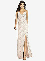 Front View Thumbnail - Coquette Floral Print Criss Cross Back Mermaid Wrap Dress