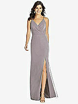 Front View Thumbnail - Cashmere Gray Criss Cross Back Mermaid Wrap Dress