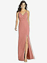 Front View Thumbnail - Desert Rose Criss Cross Back Mermaid Wrap Dress