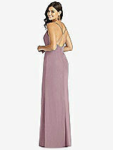 Rear View Thumbnail - Dusty Rose Criss Cross Back Mermaid Wrap Dress