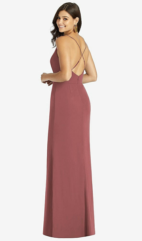 Back View - English Rose Criss Cross Back Mermaid Wrap Dress