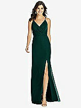 Front View Thumbnail - Evergreen Criss Cross Back Mermaid Wrap Dress