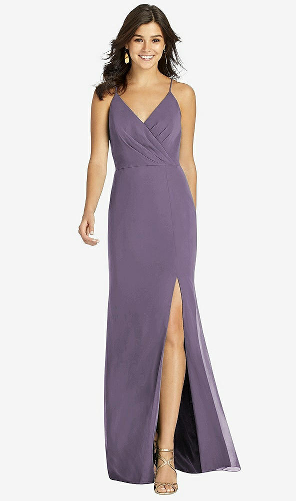 Front View - Lavender Criss Cross Back Mermaid Wrap Dress