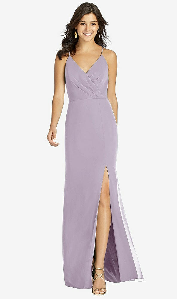 Front View - Lilac Haze Criss Cross Back Mermaid Wrap Dress