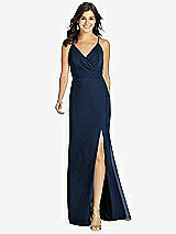 Front View Thumbnail - Midnight Navy Criss Cross Back Mermaid Wrap Dress