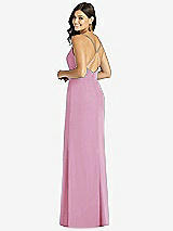 Rear View Thumbnail - Powder Pink Criss Cross Back Mermaid Wrap Dress