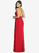 Rear View Thumbnail - Parisian Red Criss Cross Back Mermaid Wrap Dress