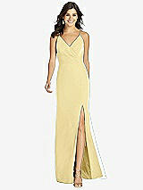 Front View Thumbnail - Pale Yellow Criss Cross Back Mermaid Wrap Dress