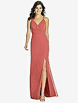 Front View Thumbnail - Coral Pink Criss Cross Back Mermaid Wrap Dress