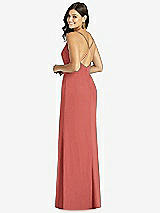 Rear View Thumbnail - Coral Pink Criss Cross Back Mermaid Wrap Dress