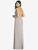 Rear View Thumbnail - Taupe Criss Cross Back Mermaid Wrap Dress