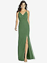 Front View Thumbnail - Vineyard Green Criss Cross Back Mermaid Wrap Dress