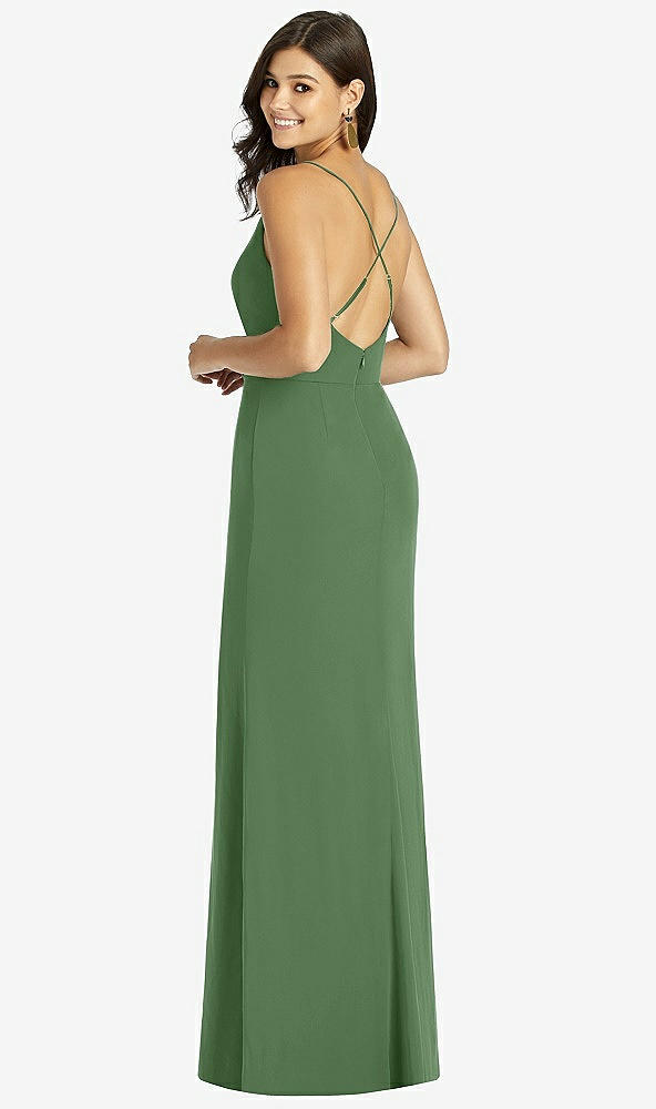 Back View - Vineyard Green Criss Cross Back Mermaid Wrap Dress