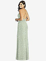 Rear View Thumbnail - Vintage Primrose Sage Criss Cross Back Mermaid Wrap Dress