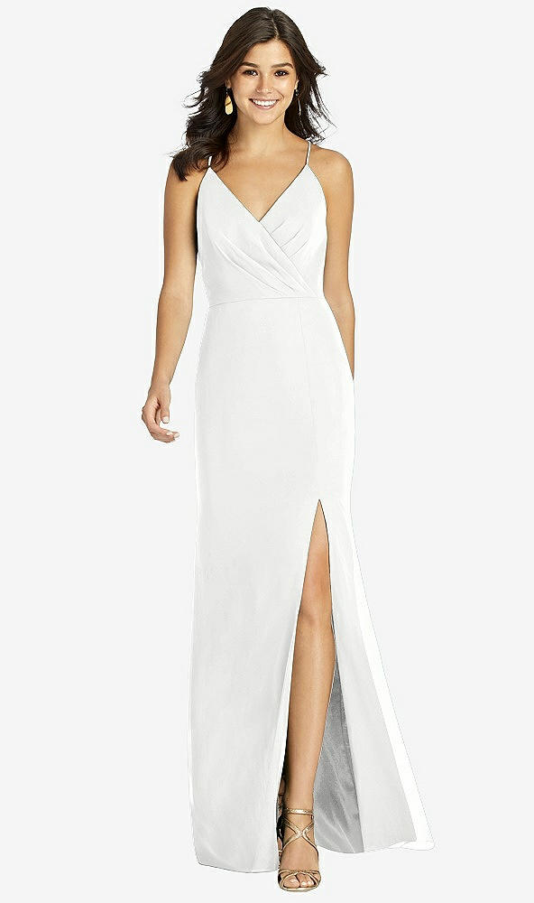 Front View - White Criss Cross Back Mermaid Wrap Dress