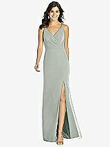 Front View Thumbnail - Willow Green Criss Cross Back Mermaid Wrap Dress