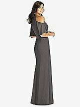 Rear View Thumbnail - Caviar Gray Ruffle Cold-Shoulder Mermaid Maxi Dress