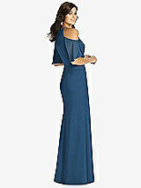 Rear View Thumbnail - Dusk Blue Ruffle Cold-Shoulder Mermaid Maxi Dress