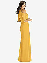 Rear View Thumbnail - NYC Yellow Ruffle Cold-Shoulder Mermaid Maxi Dress